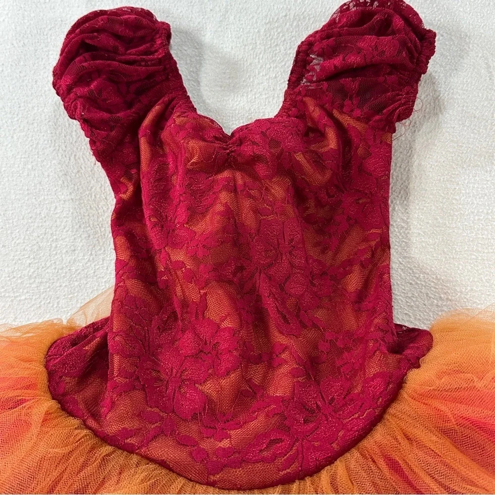 A Wish Come True Scherzo Ballerina Dance Dress Burgundy Orange 24317 Costume